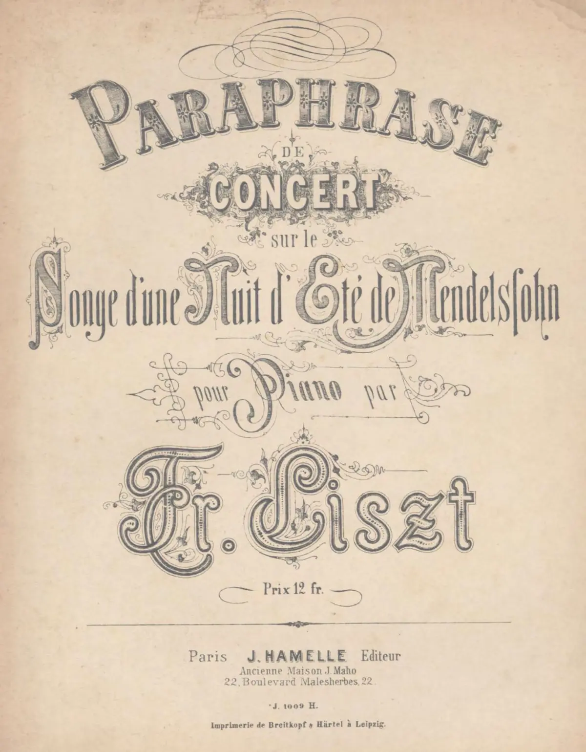 Konzertparaphrase über Mendelssohns Hochzeitsmarsch und Elfenreigen aus der Musik zu Shakespeares ''Sommernachtstraum'' - Page 1
