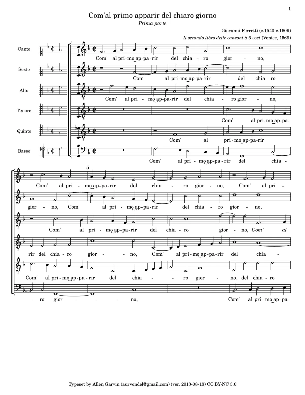 Com'al primo apparir del chiaro giorno - Page 1