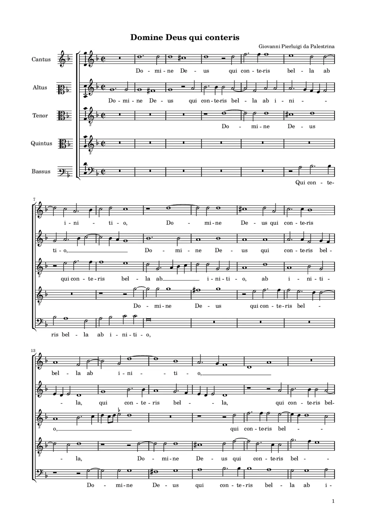 Domine Deus qui conteris - Page 1