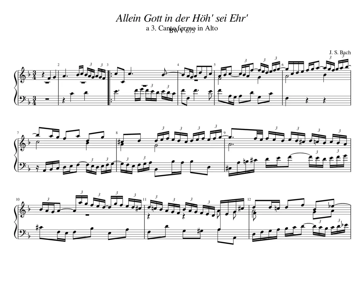 Allein Gott in der Hoeh' sei Ehr' BWV 675 - Page 1