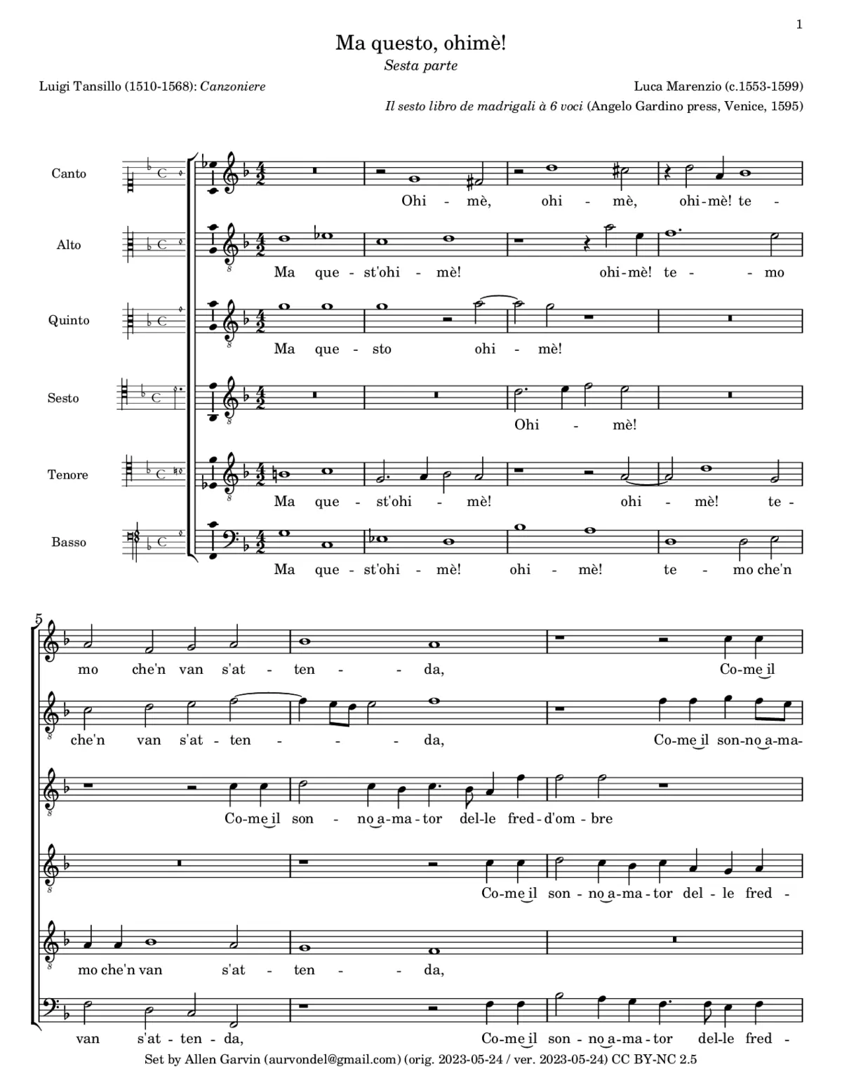 Ma quest' oimè temo - Page 1