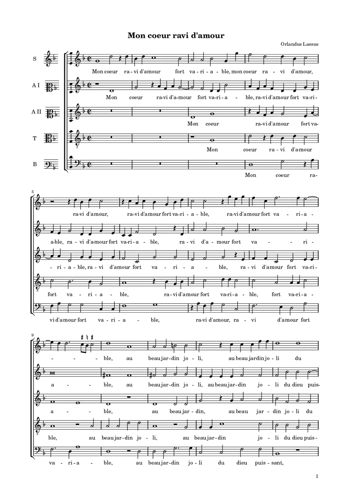 Mon coeur ravi d'amour - Page 1