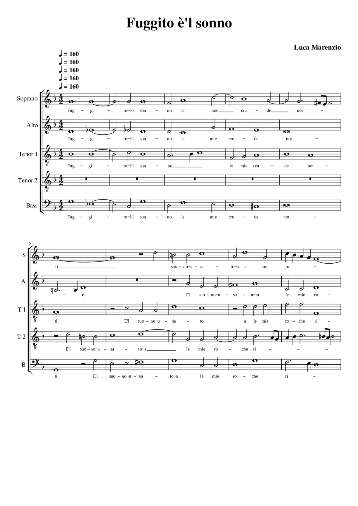 Fuggito è'l sonno - Page 1