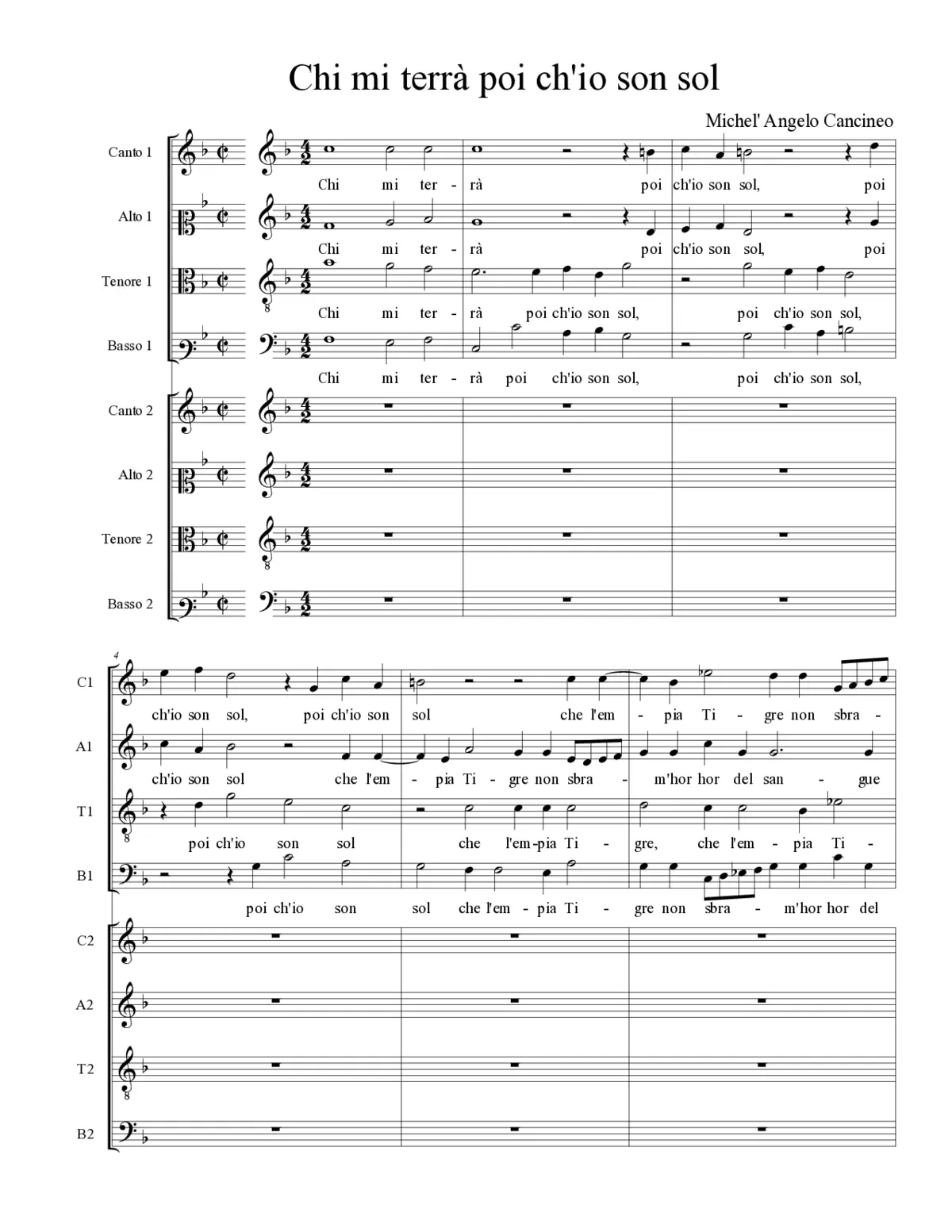 Chi mi terrà poi ch'io son sol - Page 1