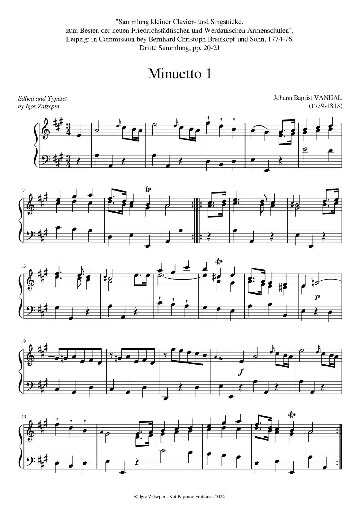 2 Menuets in A major - Page 1