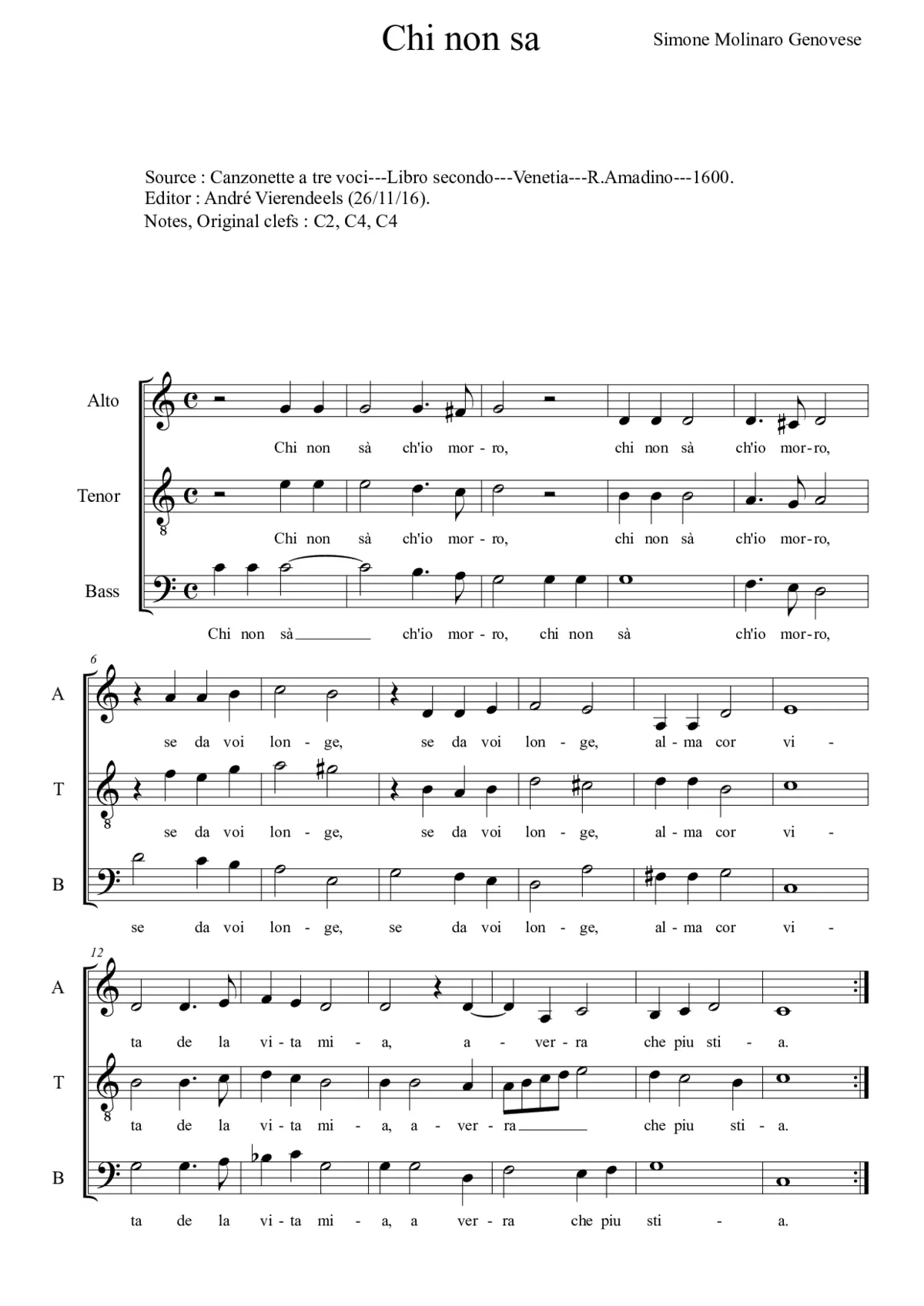 Chi non sà ch'io morro - Page 1