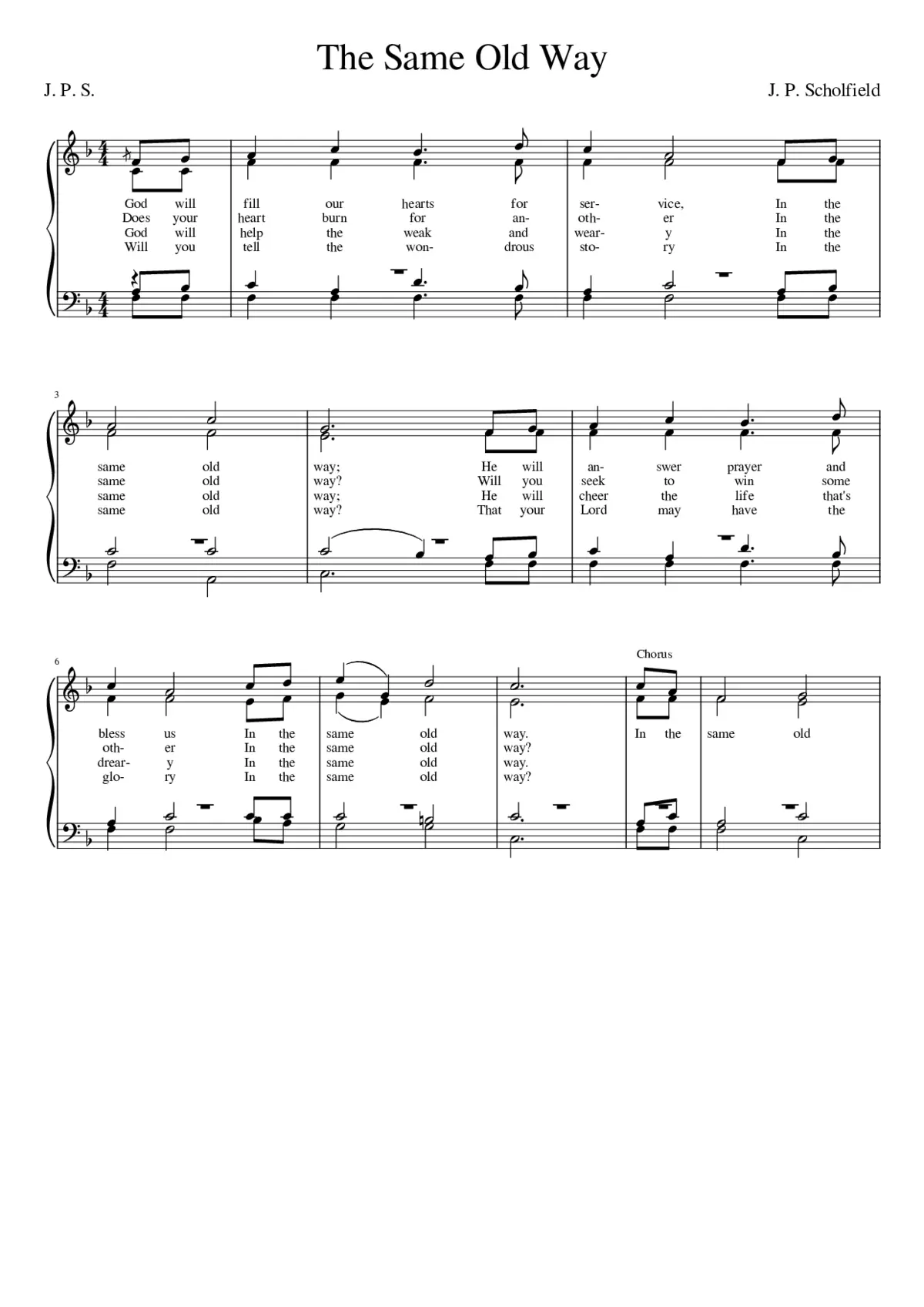 God will fill our hearts for service] (Scholfield) - Page 1