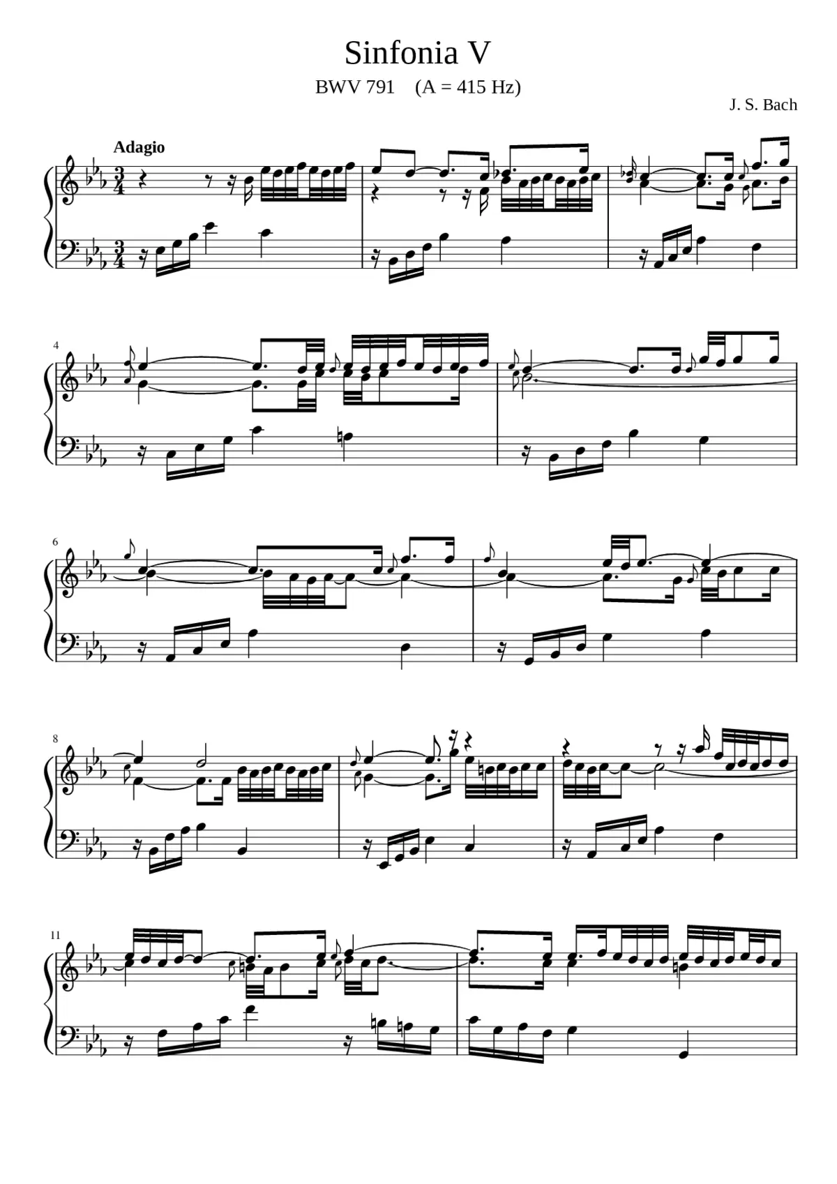 Sinfonia in E-flat major BWV 791 - Page 1