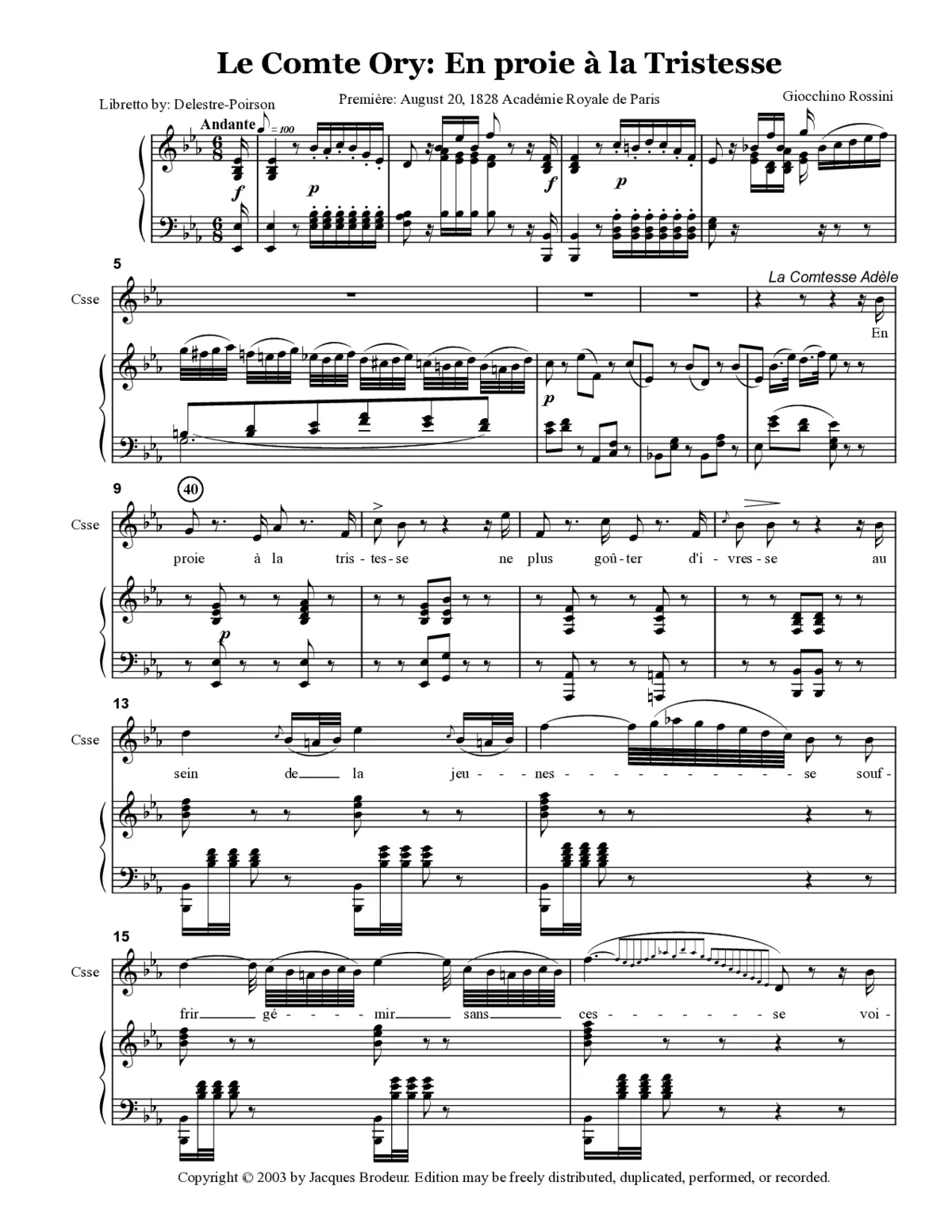 En proie à la tristesse (from 'Le Comte Ory') - Page 1