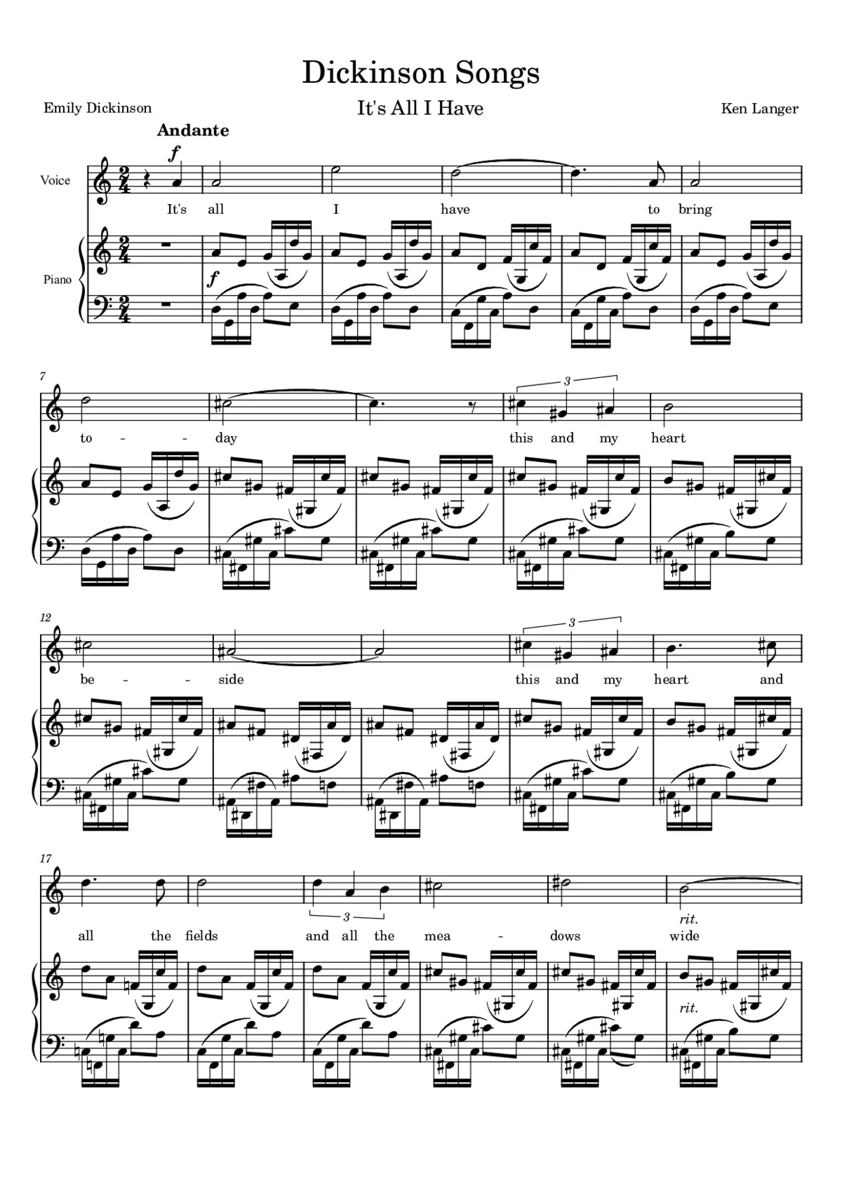 Dickinson Songs: It's all I have - Page 1