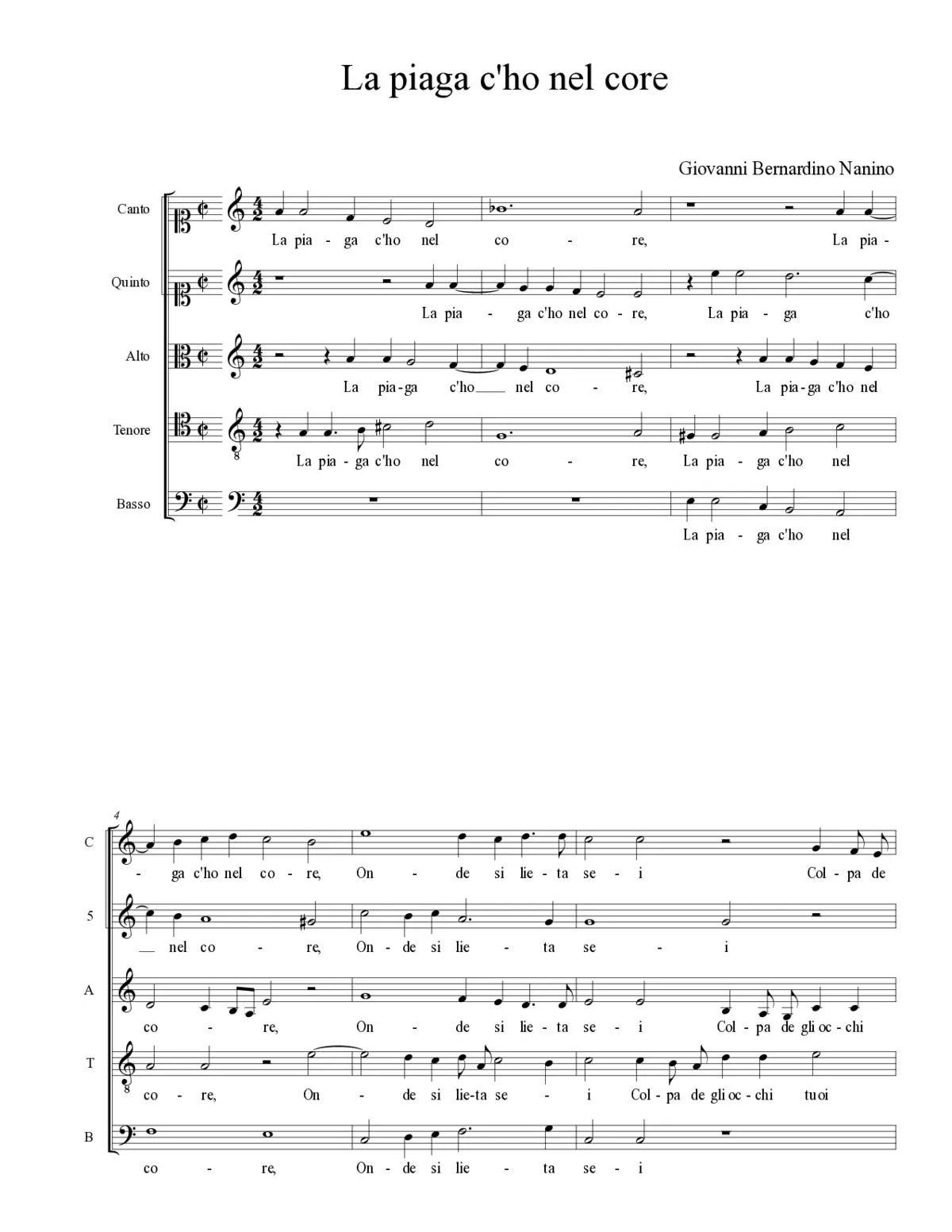 La piaga c'ho nel core - Page 1