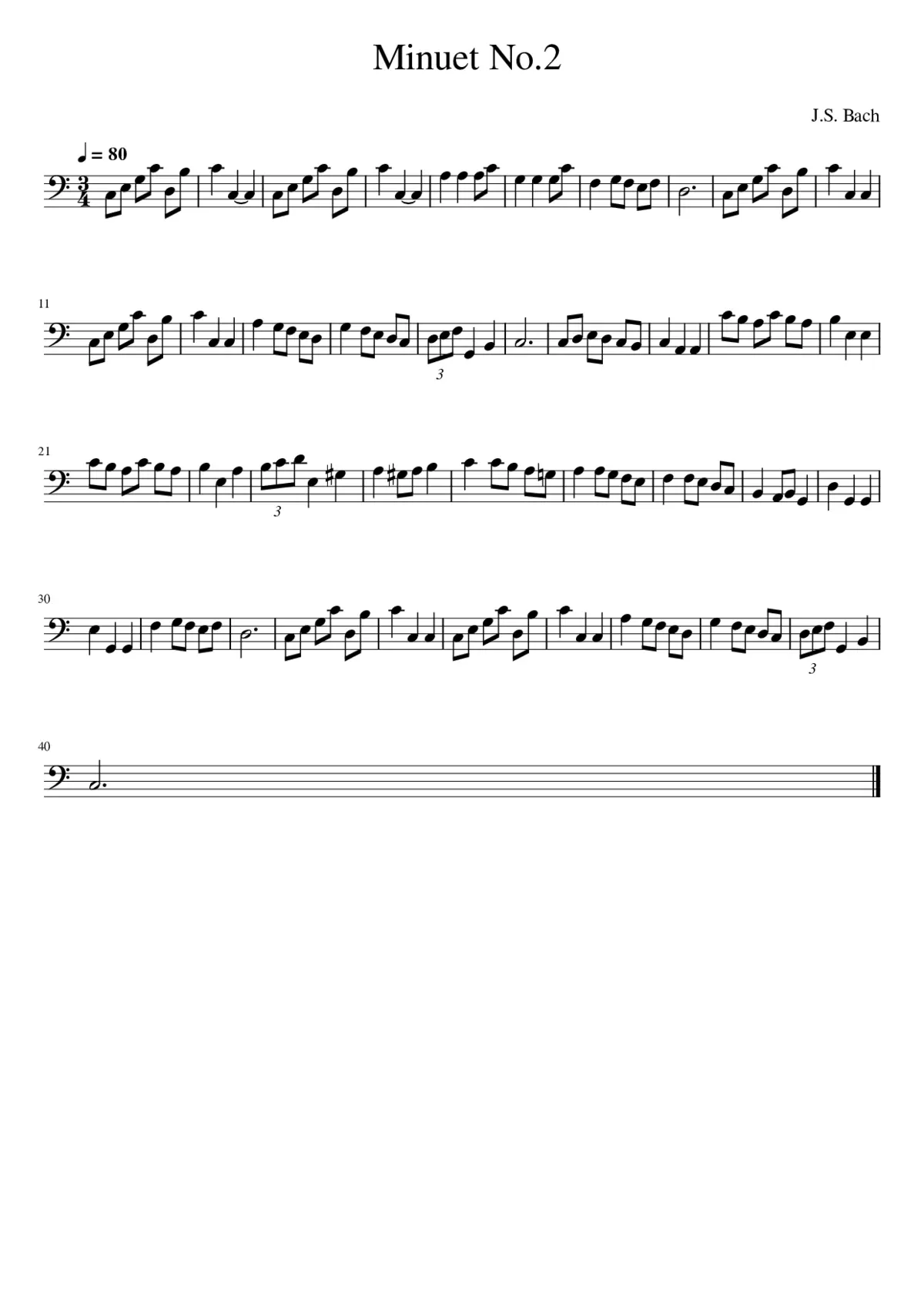3 Minuets BWV 841-843 - Page 1