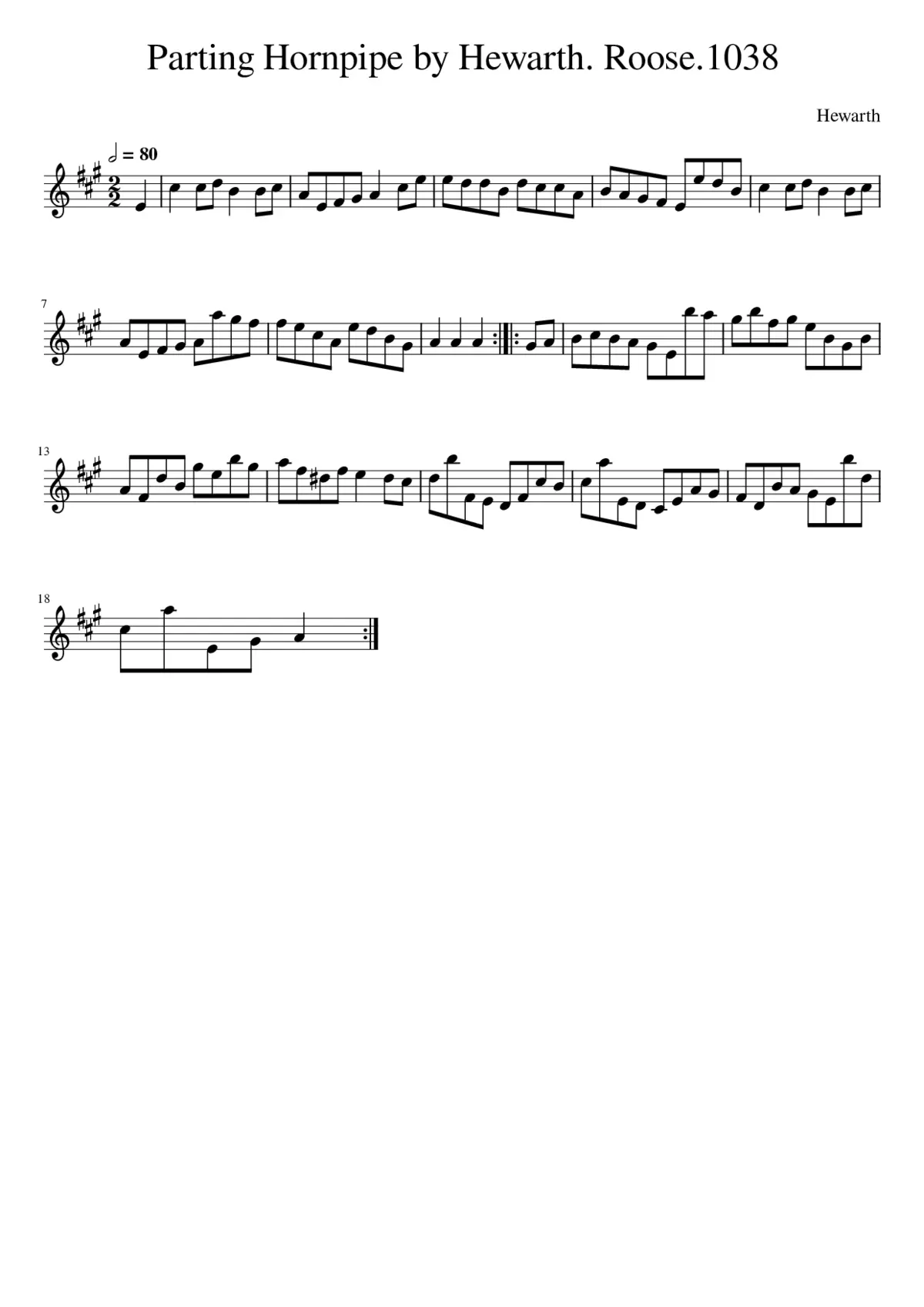 Parting Hornpipe by Hewarth. Roose.1038 - Page 1