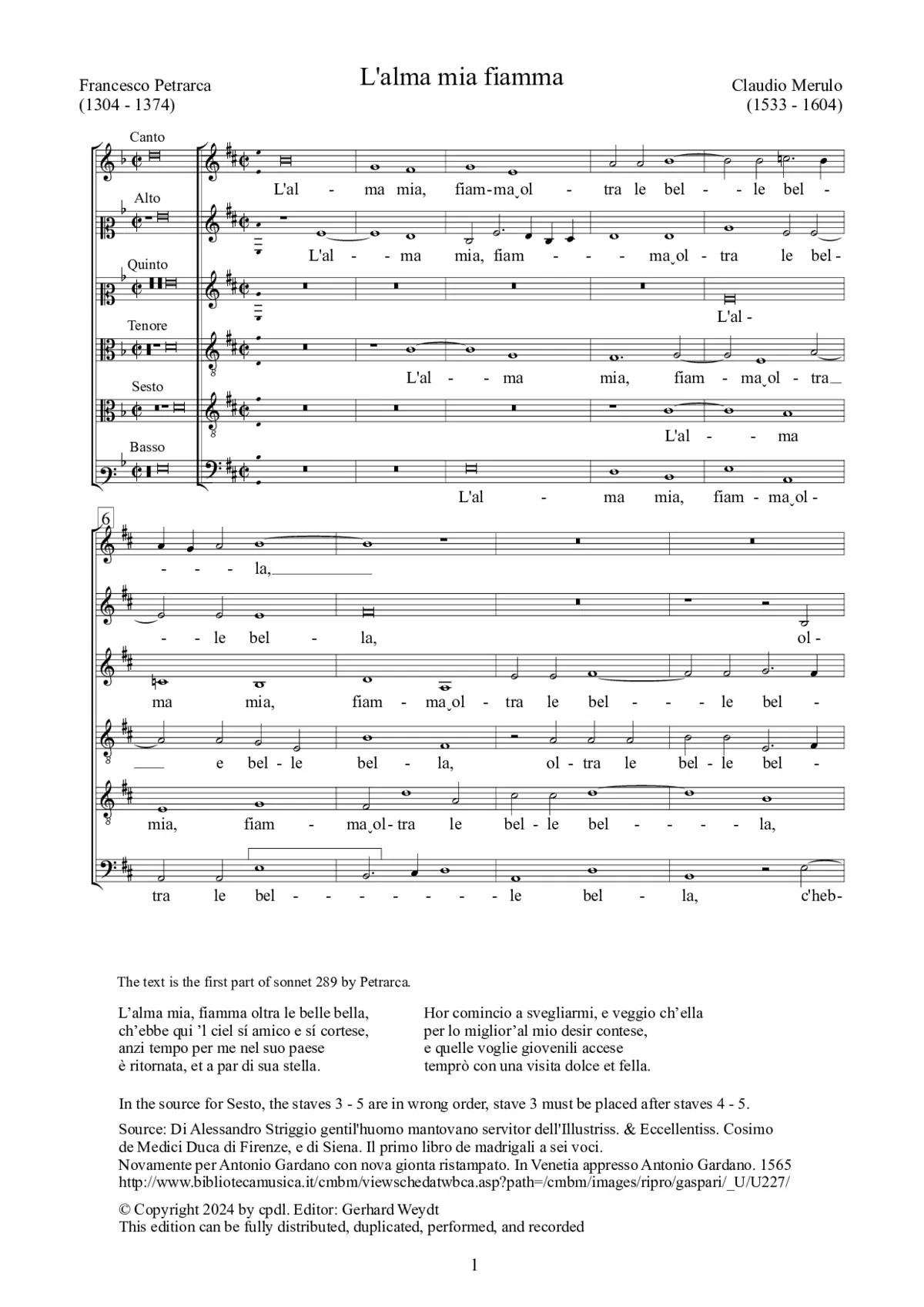 L'alma mia fiamma - Page 1