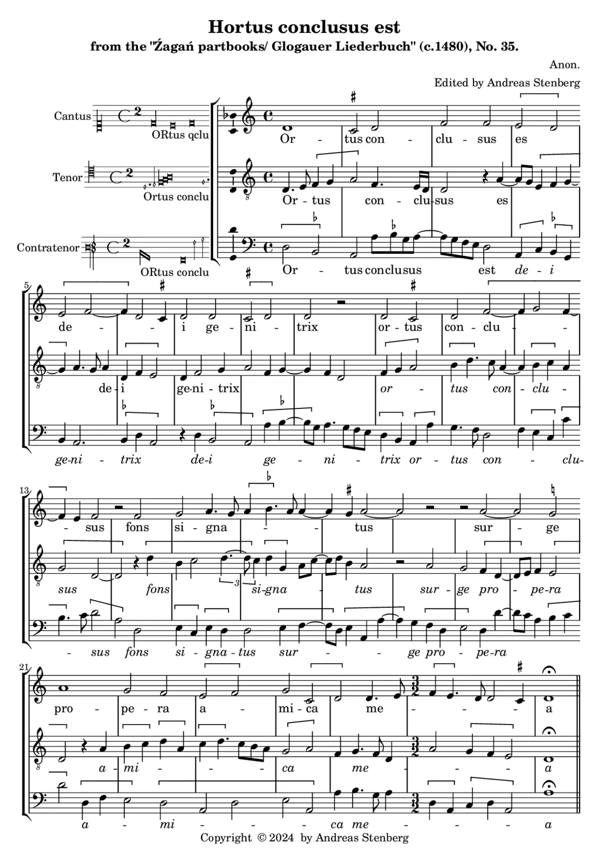Hortus conclusus est (Glogauer Liederbuch) - Page 1