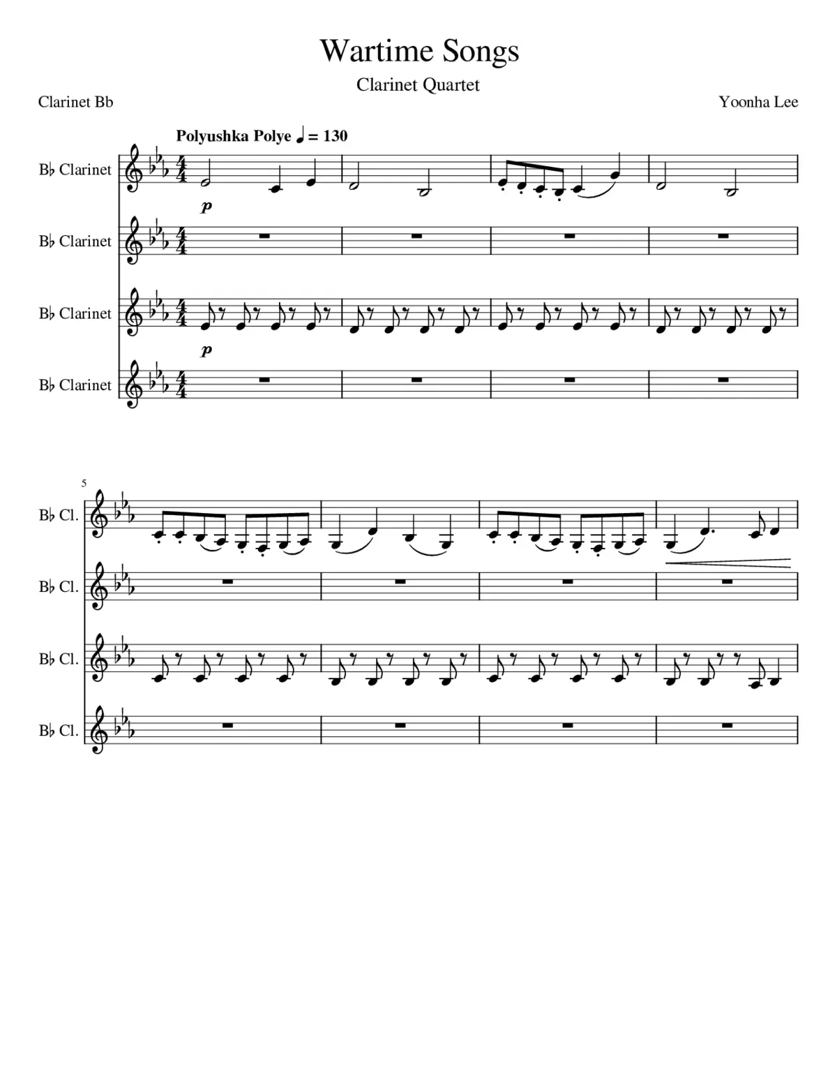 Wartime Songs - Clarinet Quartet - Page 1
