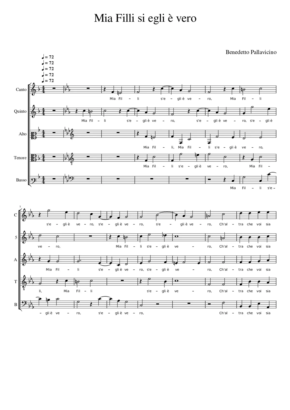 Mia Filli si egli è vero - Page 1