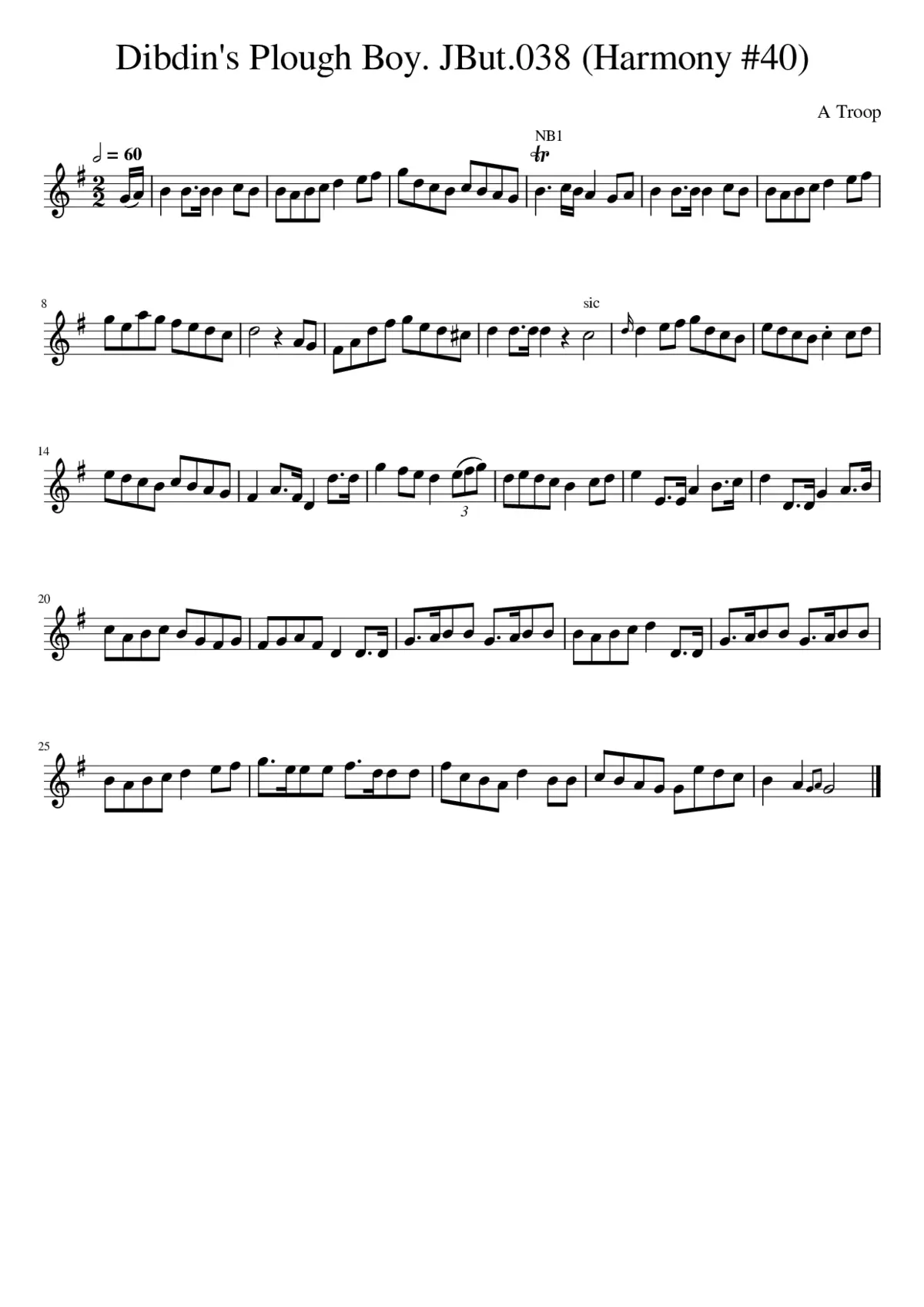 Dibdin's Plough Boy. JBut.038 (Harmony 40) - Page 1