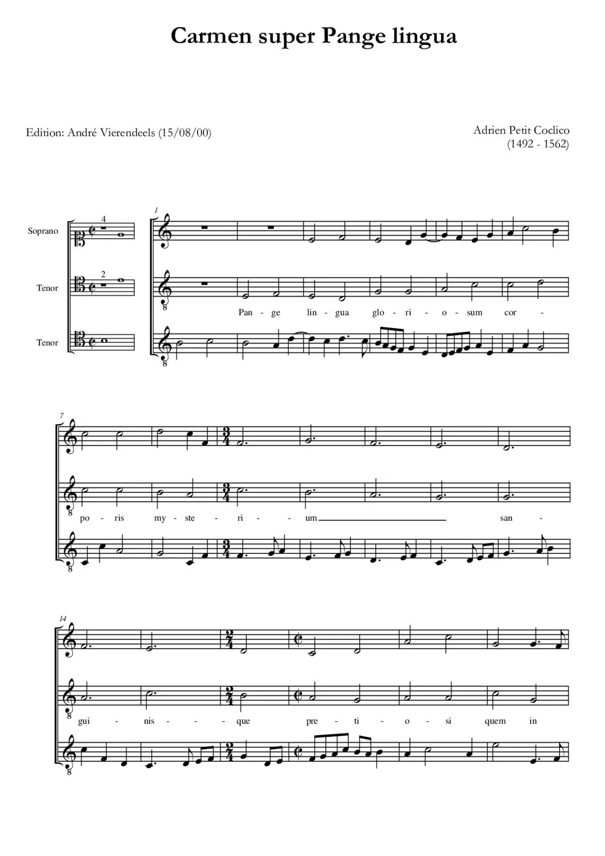 Carmen super Pange lingua - Page 1