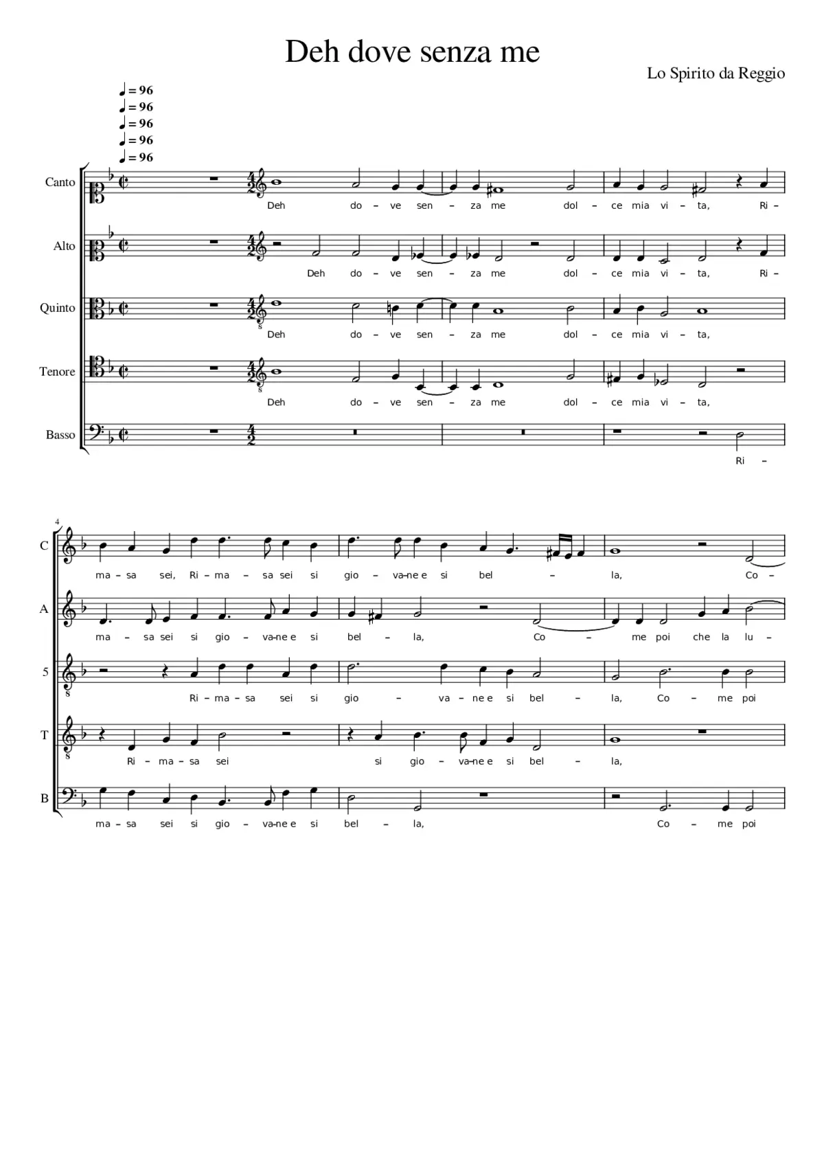 Deh dove senza me - Page 1