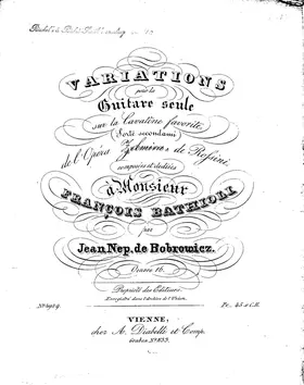 Variations sur la cavatine favorite de l'opéra Zelmira de Rossini