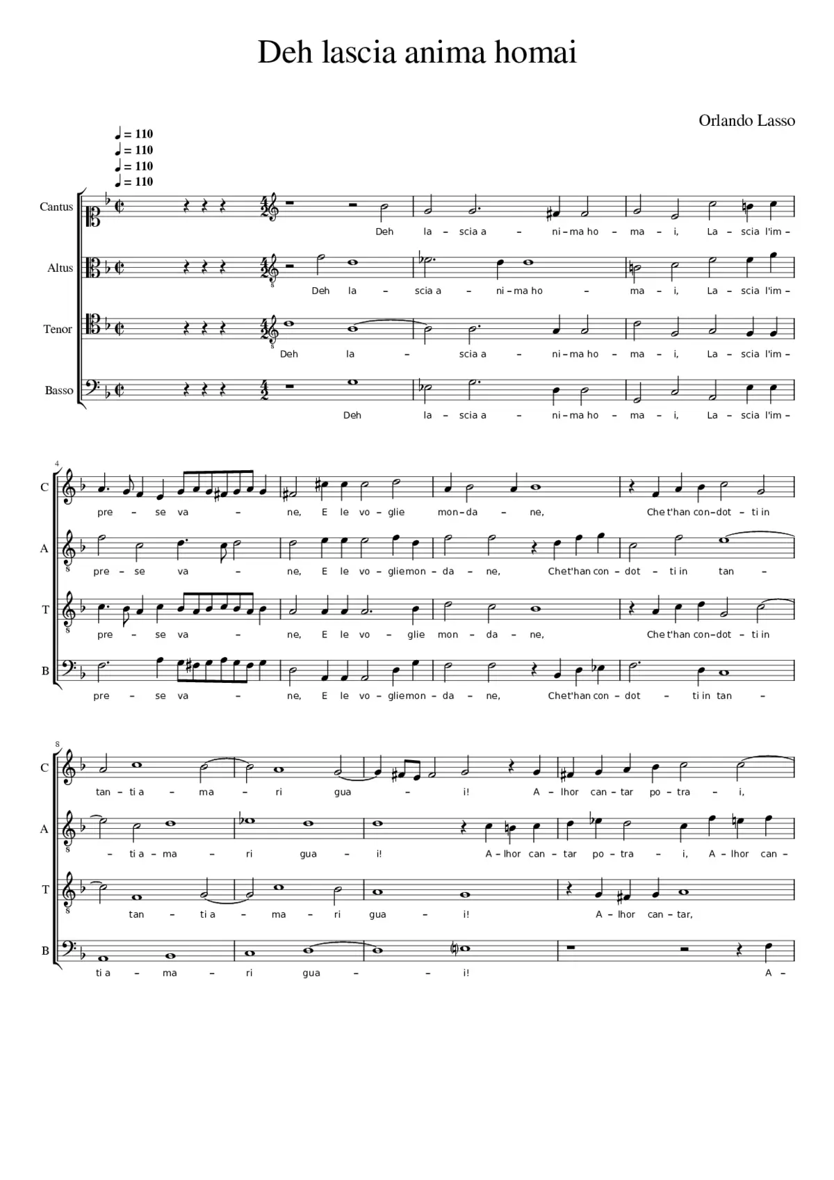 Deh lascia anima homai - Page 1