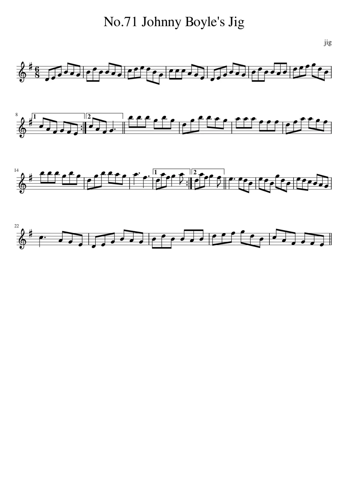 No.71 Johnny Boyle's Jig - Page 1