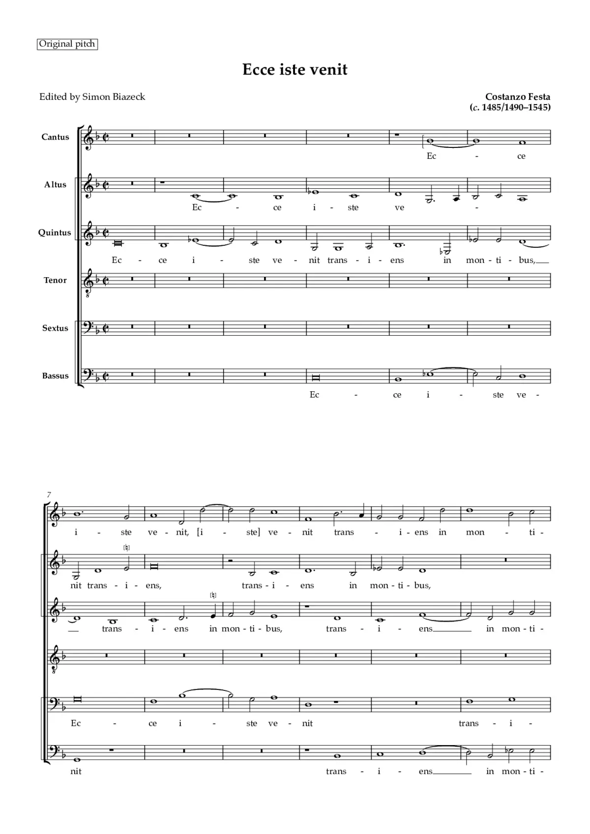 Ecce iste venit - Page 1