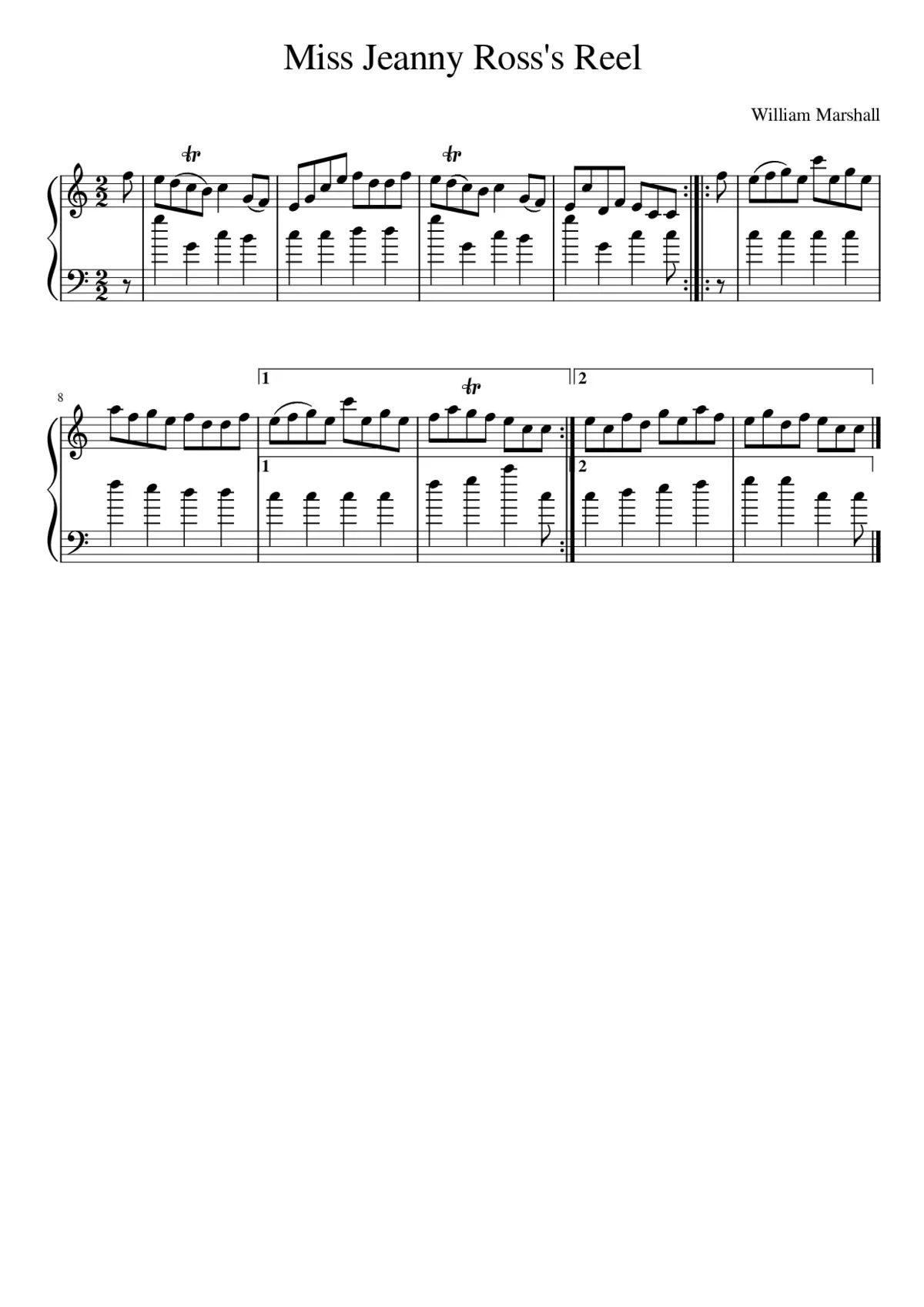 Miss Jeanny Ross's Reel - Page 1