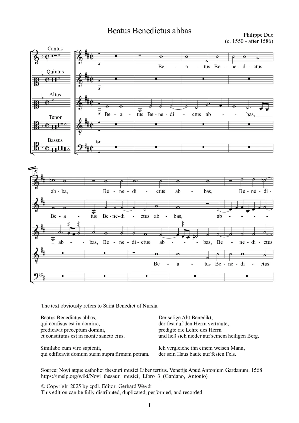 Beatus Benedictus abbas - Page 1