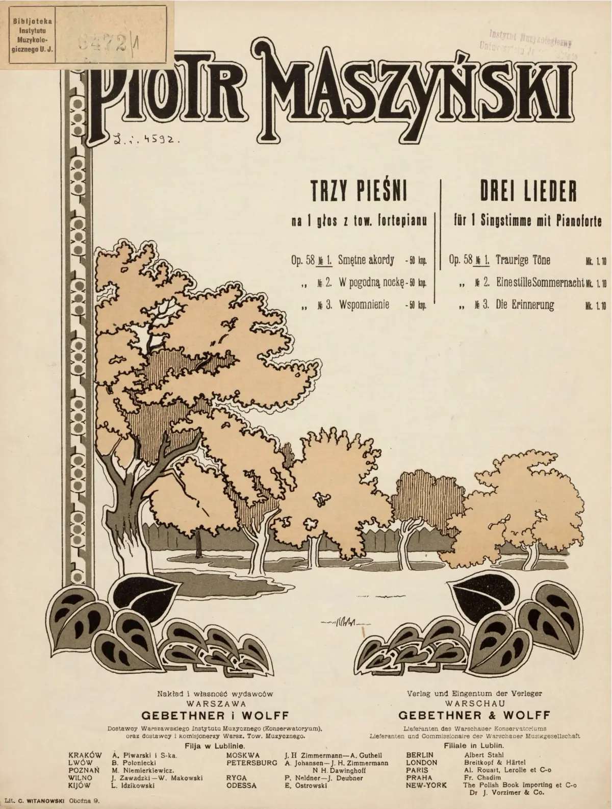 3 pieśni, Op.58 - Page 1