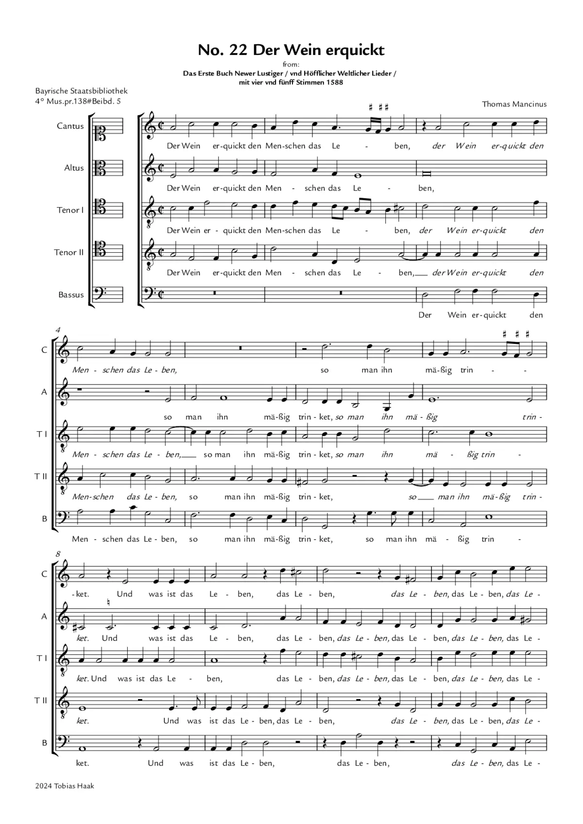 Der Wein erquickt den Menschen das Leben - Page 1
