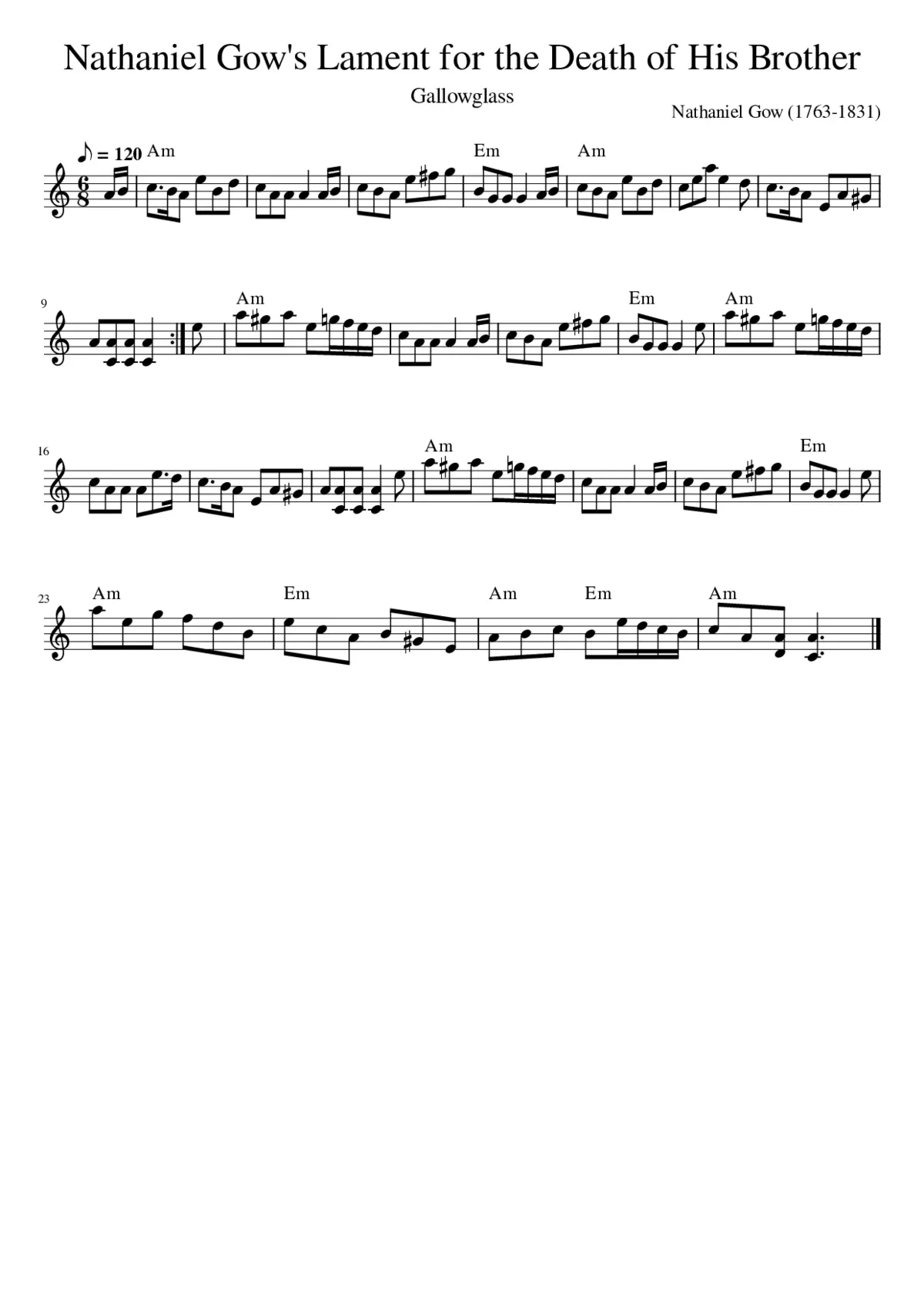 Nathaniel Gow's Lament for the Death of His Brother - Page 1