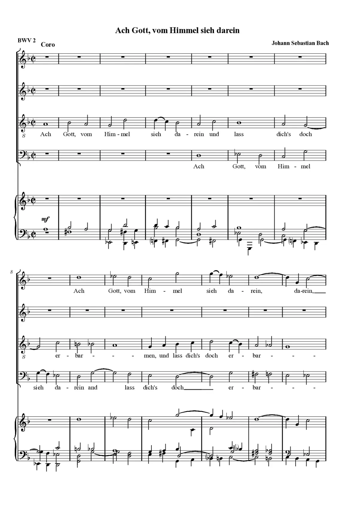 Ach Gott, vom Himmel sieh darein, BWV 2 - Page 1