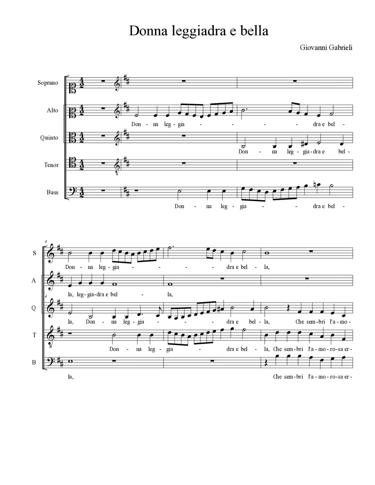 Donna leggiadra e bella - Page 1