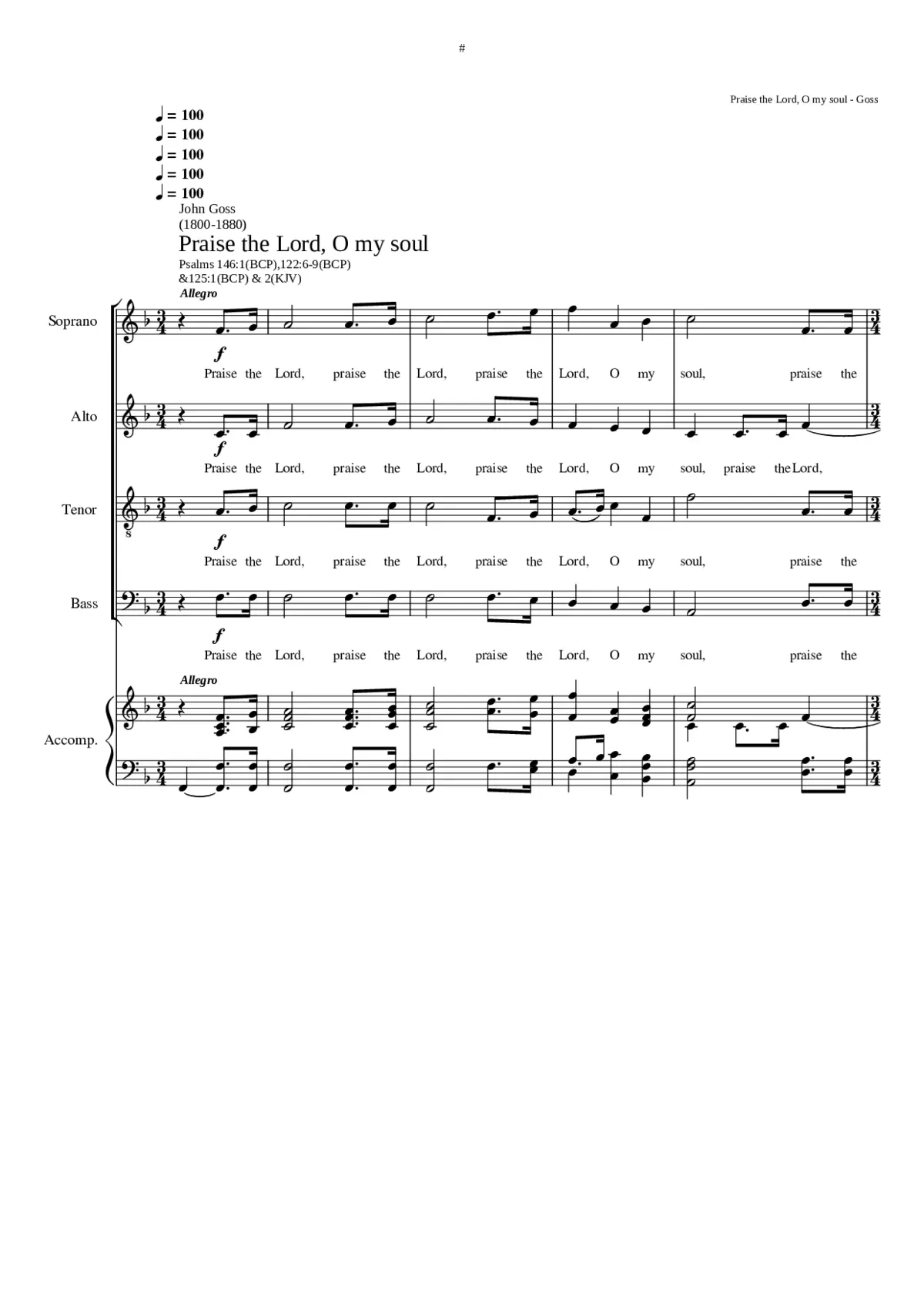 Praise the Lord O My Soul - Page 1