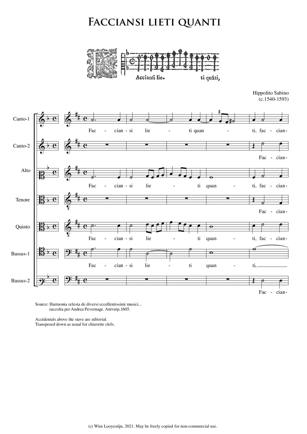 Facciansi lieti quanti - Page 1