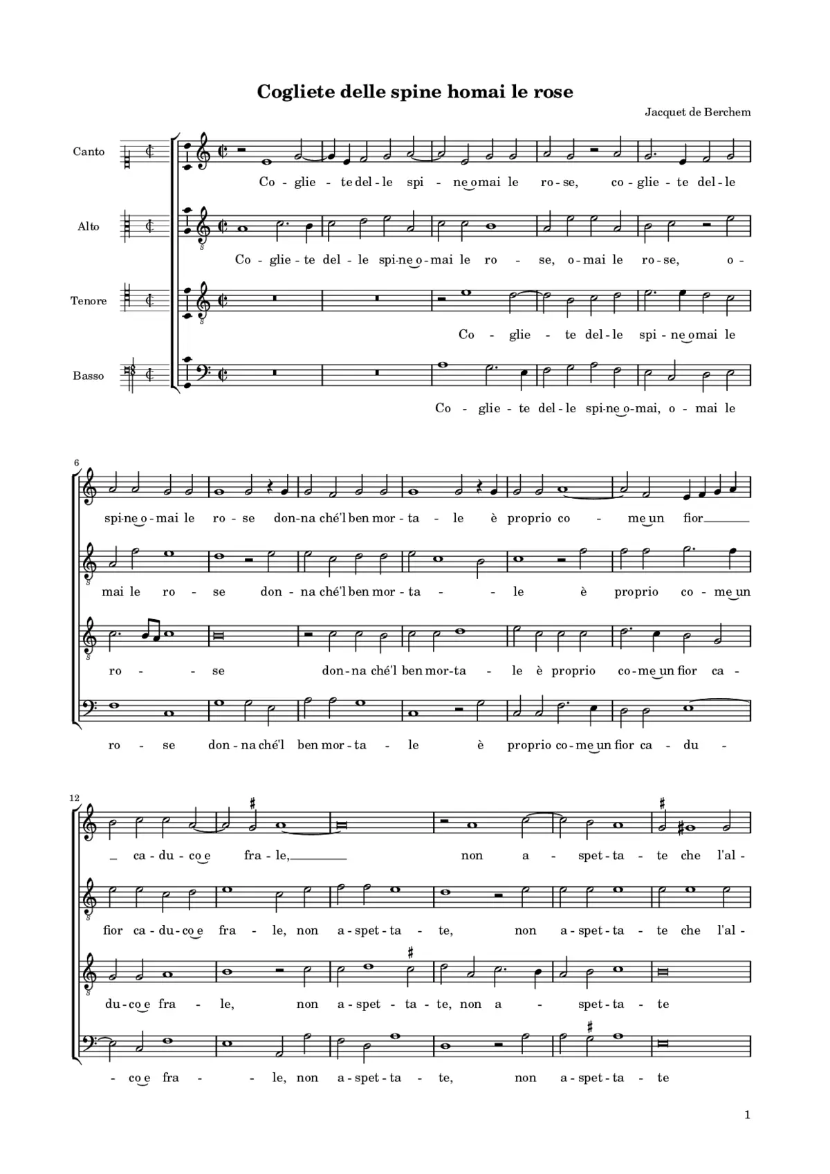 Cogliete delle spine homai le rose - Page 1