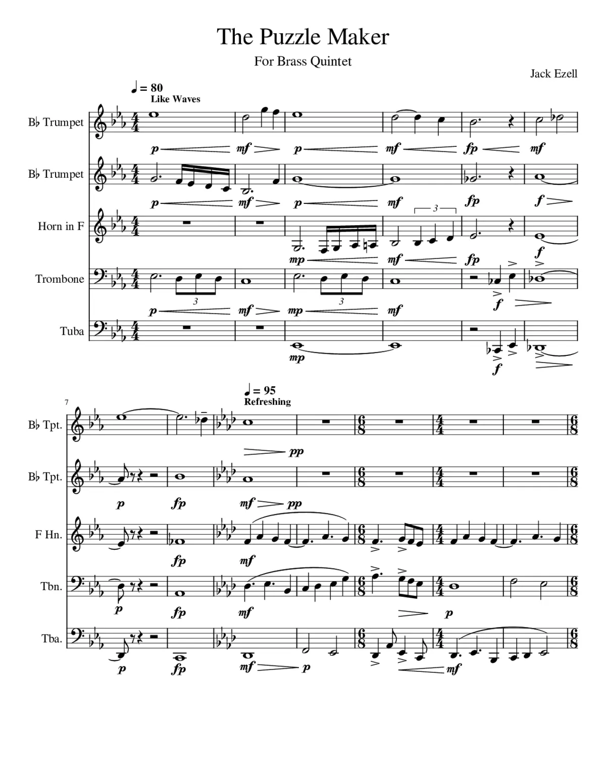 The Puzzle Maker for Brass Quintet - Page 1