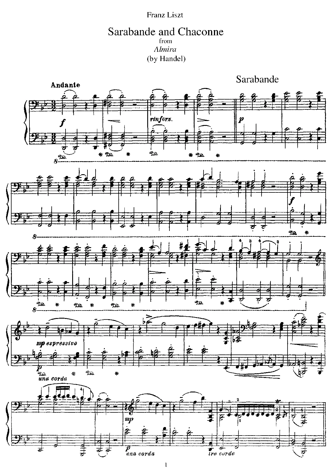 Sarabande und Chaconne aus dem Singspiel ''Almira'' von Händel - Page 1