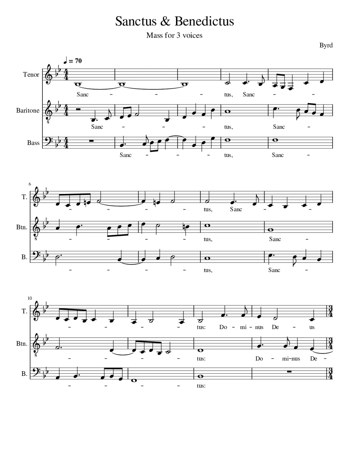 Sanctus & Benedictus Byrd for 3 voices - Page 1