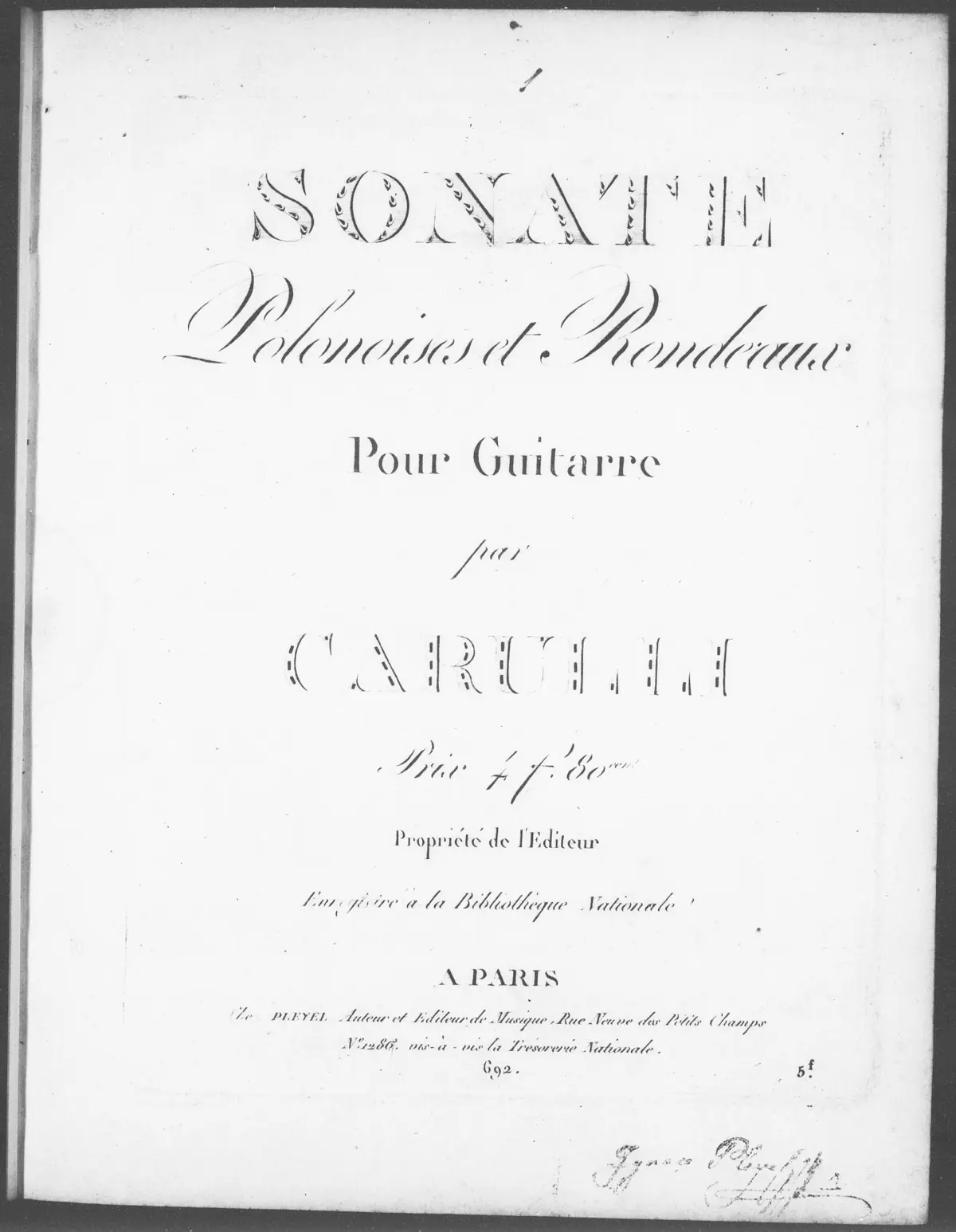 Sonate, Polonaises et Rondeaux pour Guitarre - Page 1