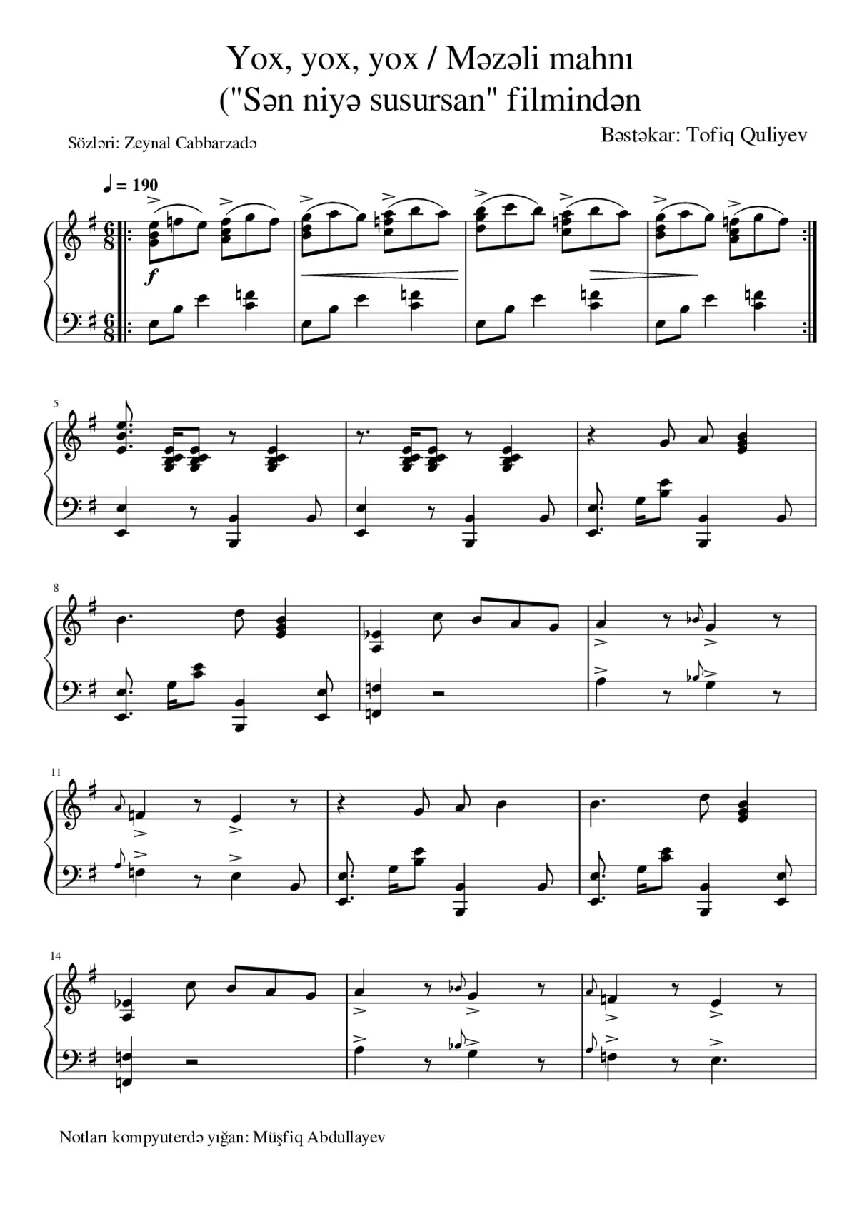 Tofiq Quliyev - Yox yox yox - Page 1