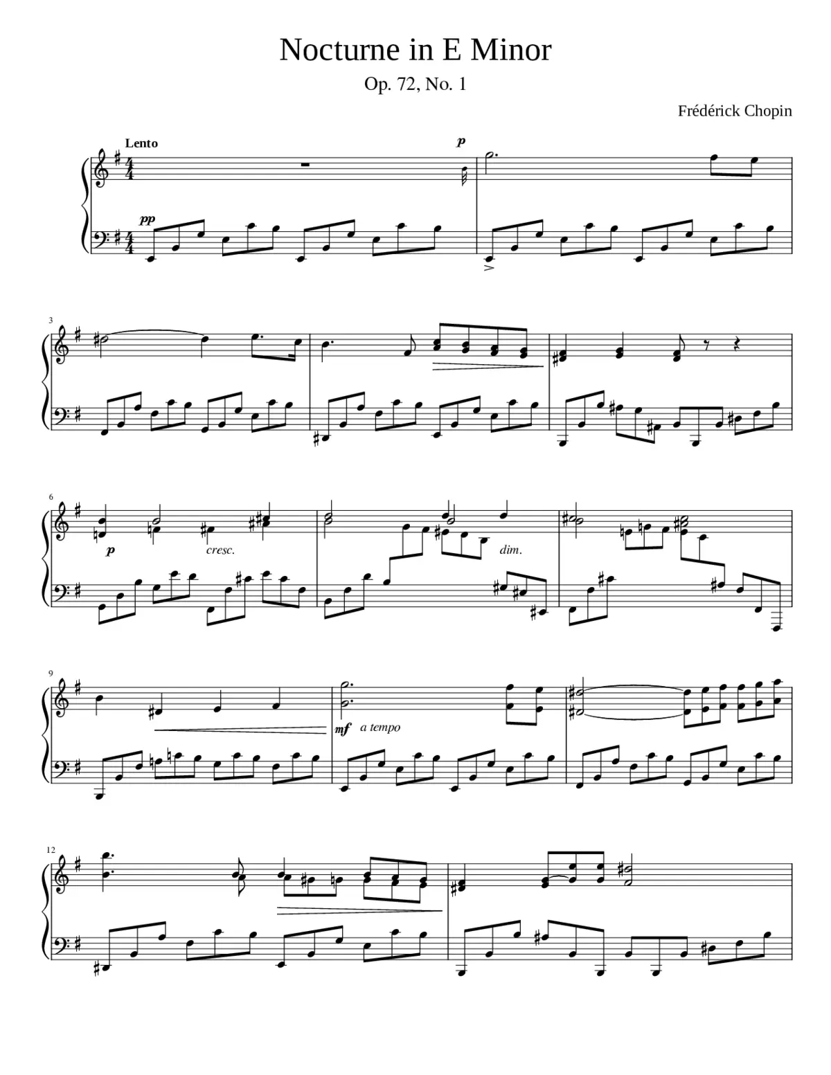 Nocturne in E minor Op.72 No.1 - Page 1