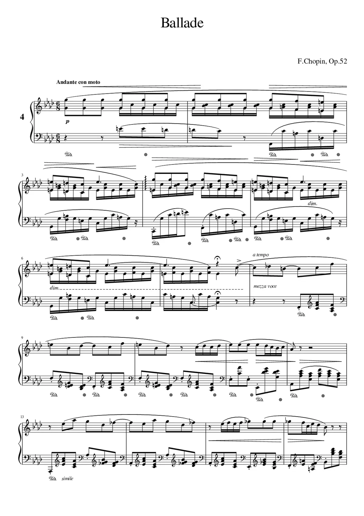 Ballade No.4 Op.52 - Page 1