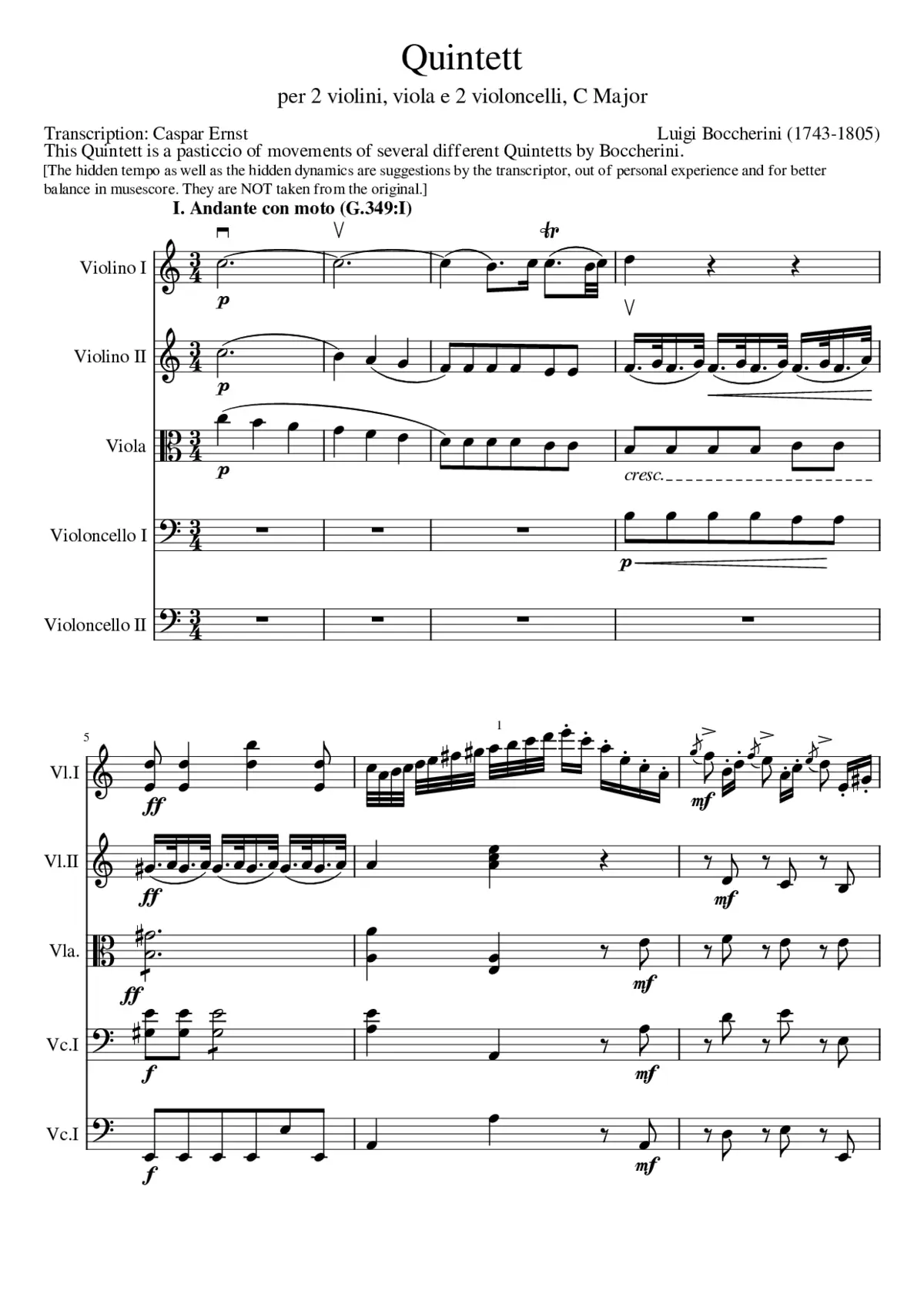 Boccherini: Quintett C Major - Page 1