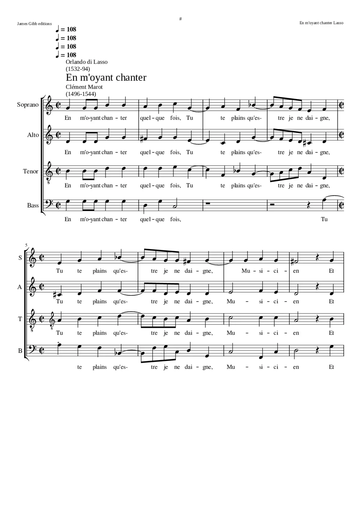 En m'oyant chanter - Page 1