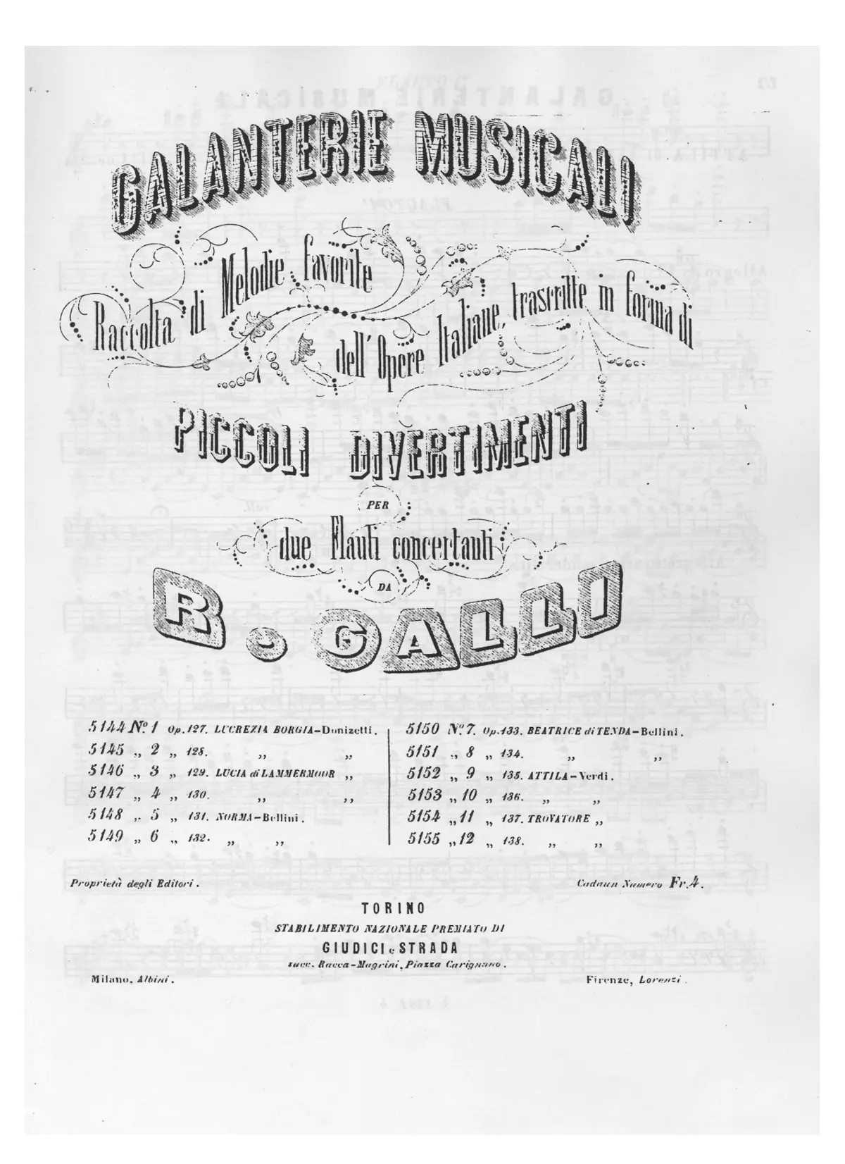 12 Galanterie Musicali, raccolta di melodie favorite - Page 1