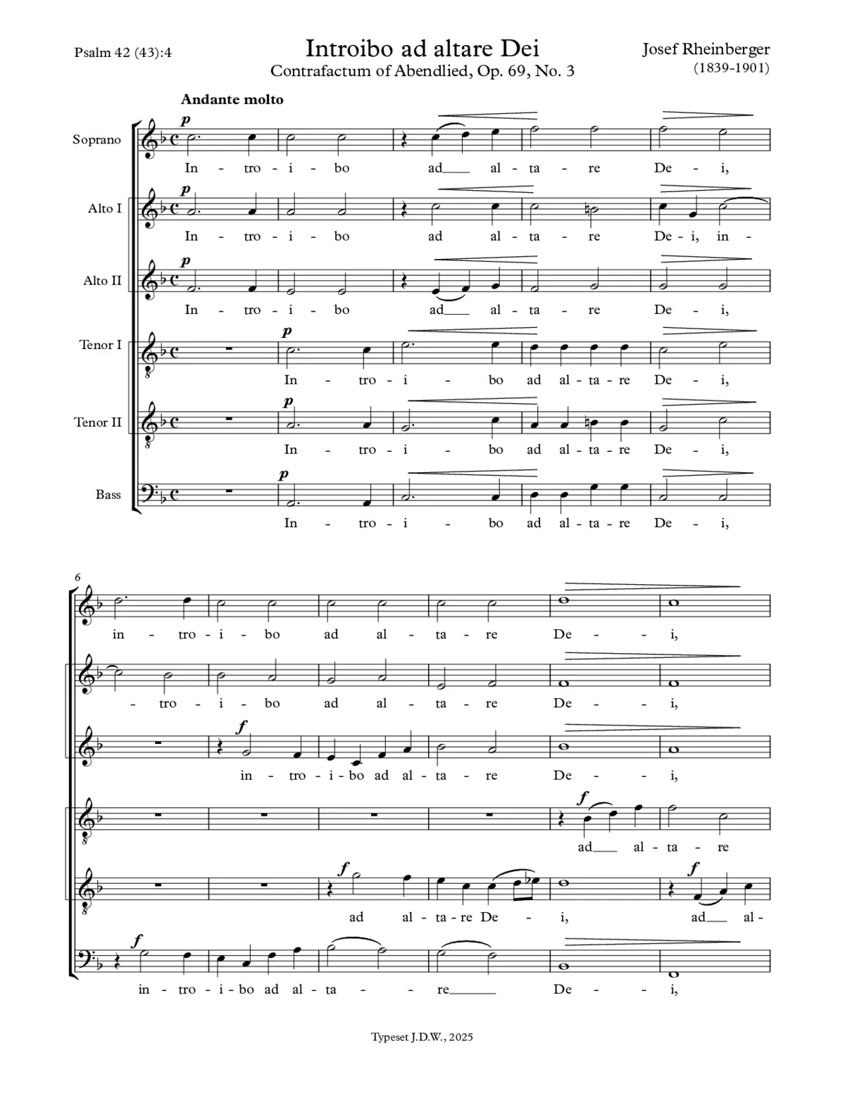 Introibo ad altare Dei, Op. 69, No. 3 (adapted) - Page 1