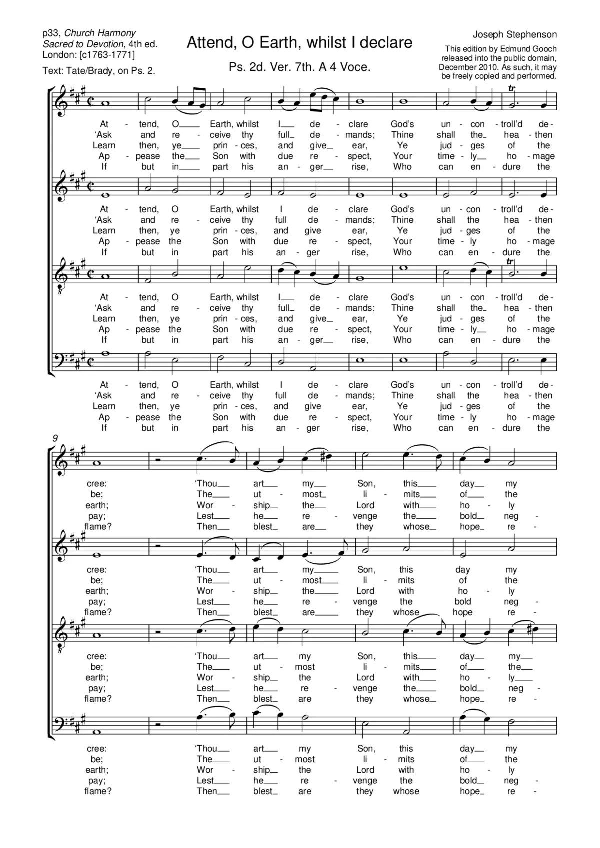 Attend, O Earth, whilst I declare - Page 1